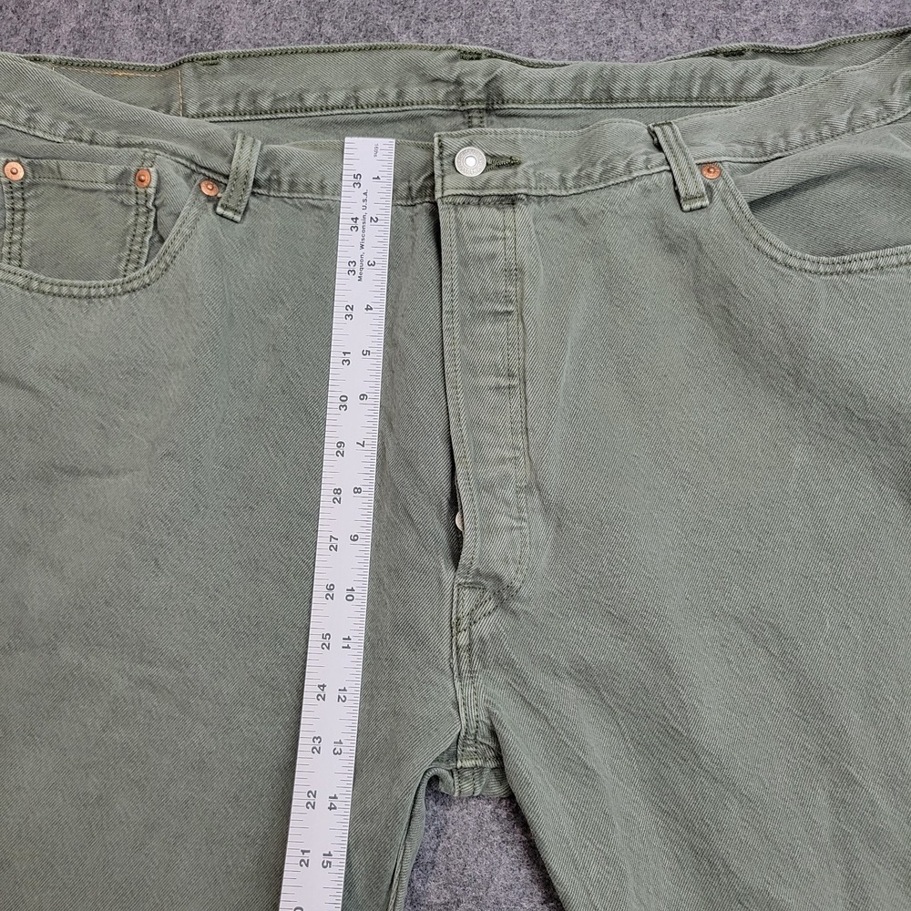 Levis 501 Jeans Mens 44x32 Green Straight Leg Button Fly Work Wear Americana - Picture 8 of 13